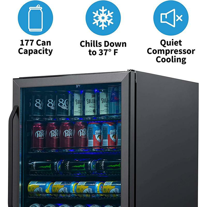 冷蔵庫ビルトイン最大177缶ビバレッジクーラーガラスドアブラックステンレスニューエアーNewAirNBC177BS00BeverageCooler,177Can,BlackStainlessSteel家電