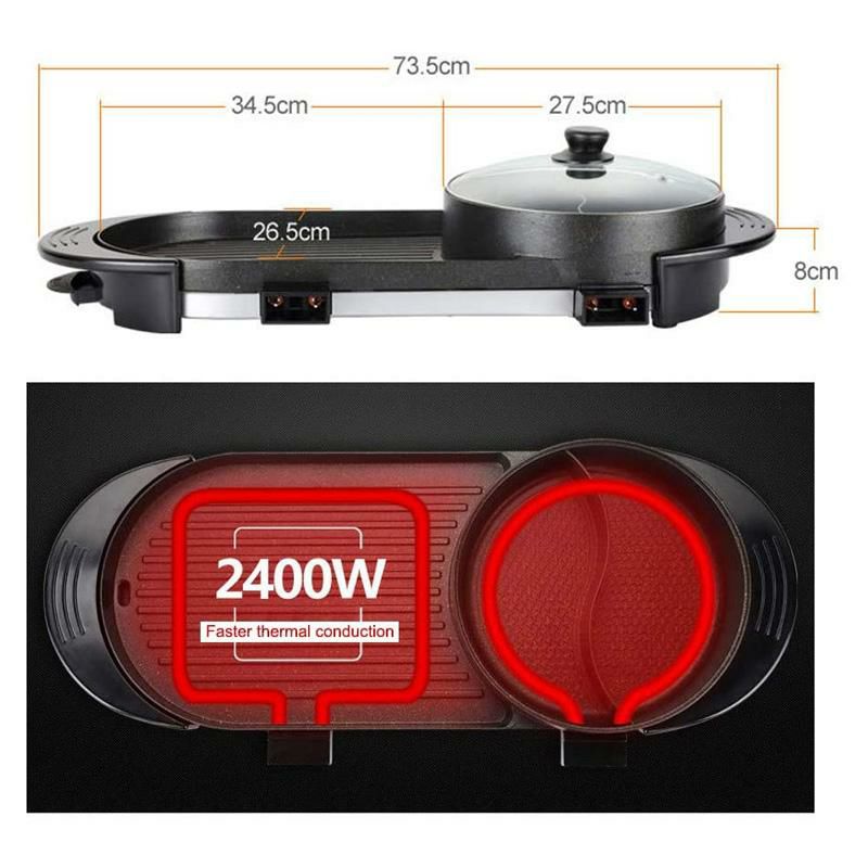 ホットプレート付電気仕切り鍋SEAANElectricGrillIndoorHotPotMultifunctional,IndoorTeppanyakiGrill/ShabuShabuPotwithDivider-SeparateDualTemperatureContral,Capacityfor2-12People,110V家電