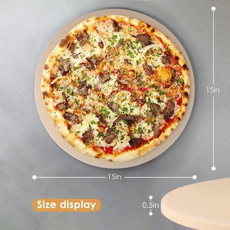 ピザストーン直径38cmブレッドビスケットPizzaStone,15"RoundEngineeredTuffCordieriteDurableBakingStonesforOvens&Grill&BBQ,StoneOvenRoundPizzaStone