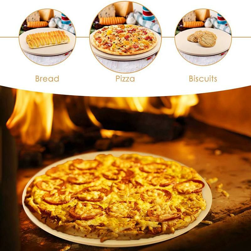 ピザストーン直径38cmブレッドビスケットPizzaStone,15"RoundEngineeredTuffCordieriteDurableBakingStonesforOvens&Grill&BBQ,StoneOvenRoundPizzaStone