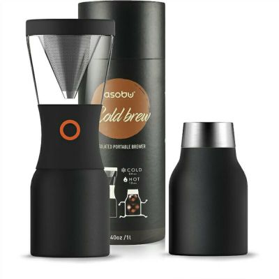 コールドブリュー ポータブル コーヒーメーカー 1L ステンレスフィルター BPAフリー Asobu Coldbrew Portable Cold Brew Coffee Maker With a Vacuum Insulated 1 Liter Stainless Steel 18/8 Carafe Bpa Free (Whit