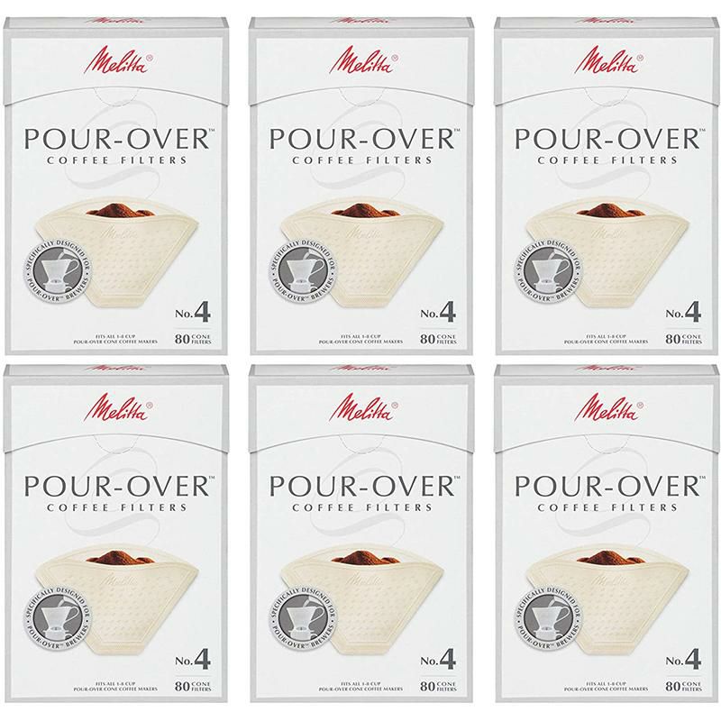 コーンコーヒーフィルタードリップ用480枚メリタベージュMelitta#4Pour-OverConeCoffeeFilters,Beige,80Count(Packof6)