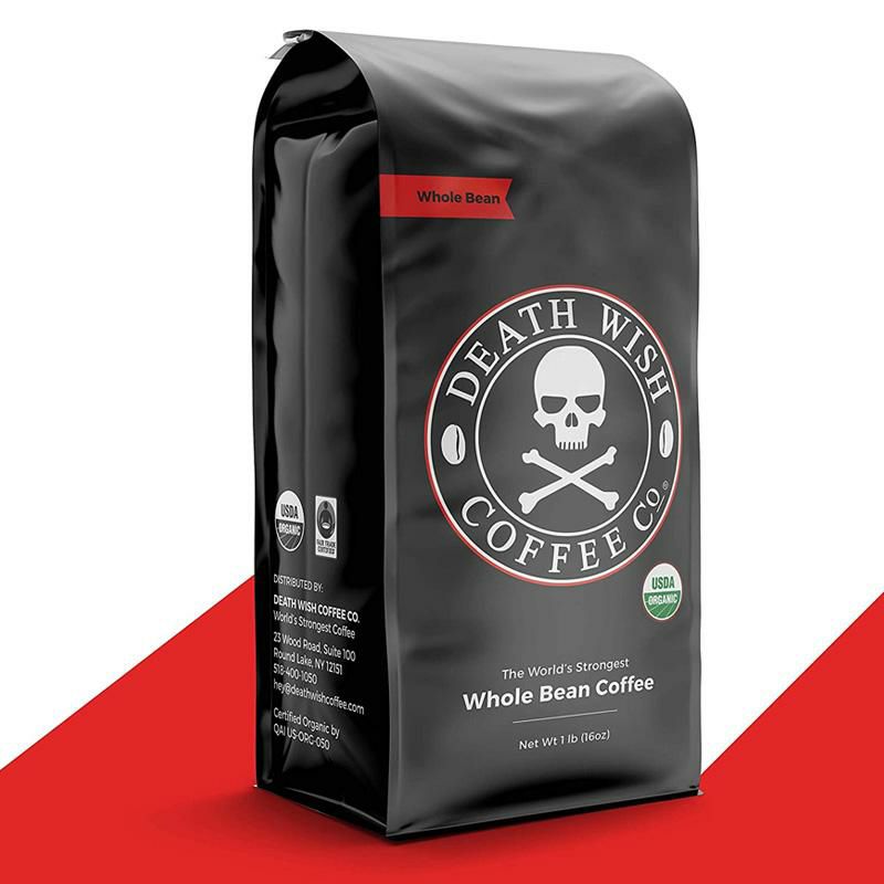 高カフェインオーガニックストロングコーヒー豆453gダークローストデスウィッシュDeathWishOrganicUSDACertifiedWholeBeanCoffee,16oz