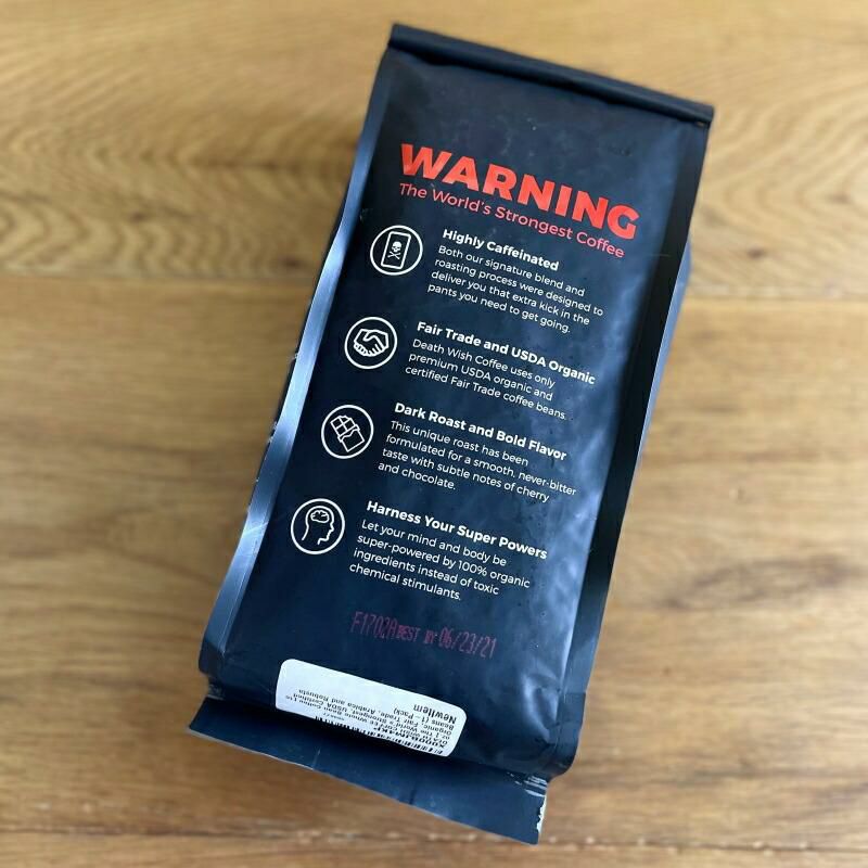 高カフェインオーガニックストロングコーヒー豆453gダークローストデスウィッシュDeathWishOrganicUSDACertifiedWholeBeanCoffee,16oz