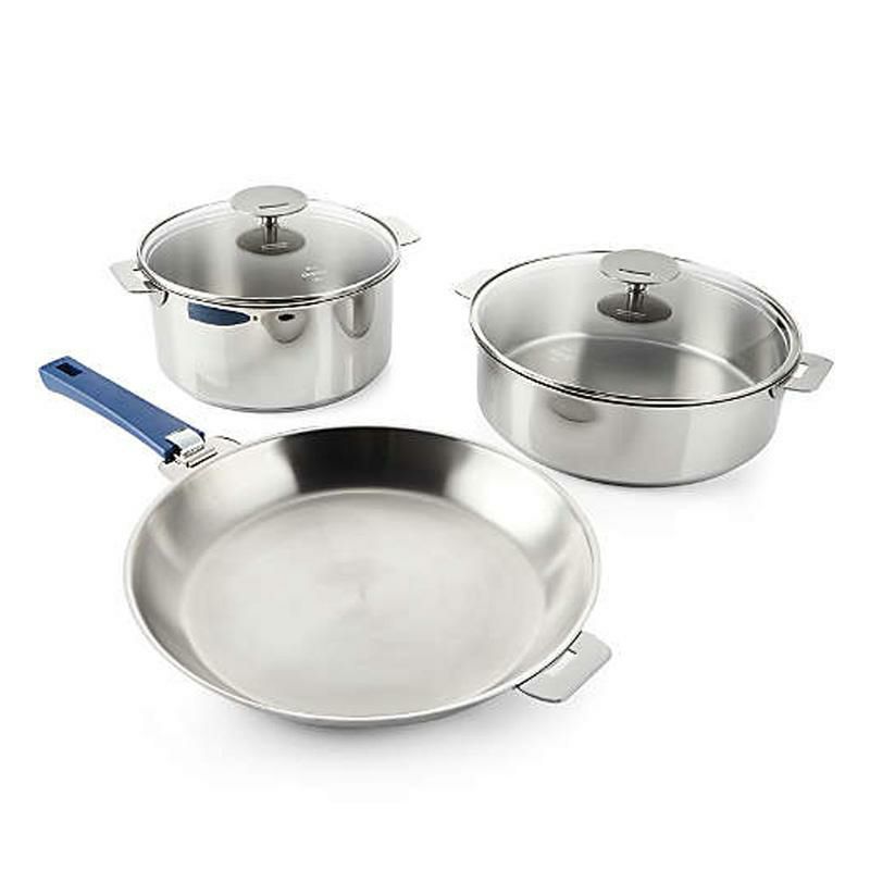 フライパン鍋6点セットブルーインクハンドルクリステルムティネ限定モデルCrateandBarrelCristelMutine6-PieceCookwareSetwithInkBlueHandle