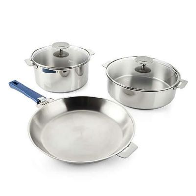 フライパン 鍋 6点セット ブルーインク ハンドル クリステル ムティネ 限定モデル Crate and Barrel Cristel Mutine 6-Piece Cookware Set with Ink Blue Handle