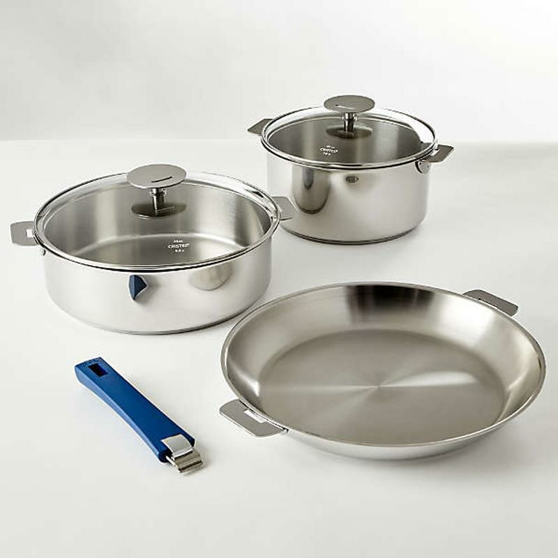 フライパン鍋6点セットブルーインクハンドルクリステルムティネ限定モデルCrateandBarrelCristelMutine6-PieceCookwareSetwithInkBlueHandle