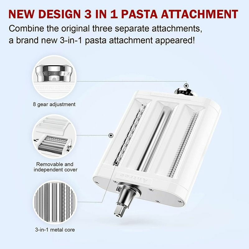 キッチンエイドスタンドミキサー用パスタローラーカッターアタッチメントKitchenAidKSMPRA3-PiecePastaRoller&CutterAttachmentSet