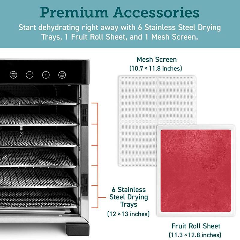 食品乾燥機ディハイドレーターステンレストレー6段48時間デジタルタイマーCOSORIPremiumFoodDehydratorMachine(50FreeRecipes),6StainlessSteelTrayswithDigitalTimerandTemperatureControl家電