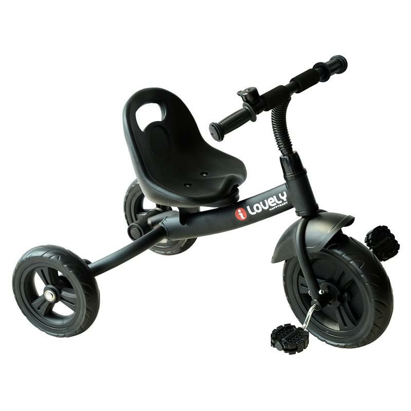 三輪車ブラックベル付Qaba3-WheelRecreationRide-OnToddlerTricycleWithBellIndoor/Outdoor-Black