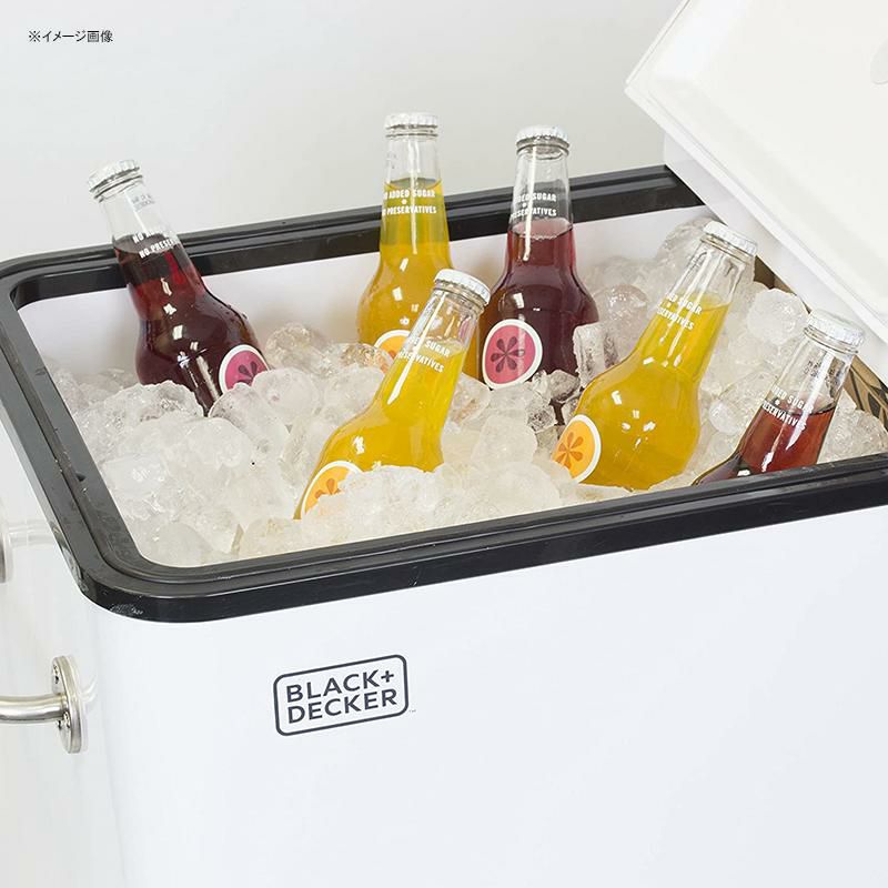 カート型クーラーボックス76Lホワイト栓抜き付ブラック・アンド・デッカーBLACK+DECKER,MobileCoolerCart,2DoorSealLid,BottleOpenerwithCatchBasin,BottomStorageTray,4RollingWheels,White,BCC20W