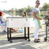 カート型クーラーボックス76Lホワイト栓抜き付ブラック・アンド・デッカーBLACK+DECKER,MobileCoolerCart,2DoorSealLid,BottleOpenerwithCatchBasin,BottomStorageTray,4RollingWheels,White,BCC20W