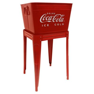 コカコーラ ドリンク用ボックス 40L スタンド付 ビバレッジタブ レトロ LEIGHCOUNTRY Coca-Cola Galvanized Beverage Tub with Stand CP 98090/ CP 98092