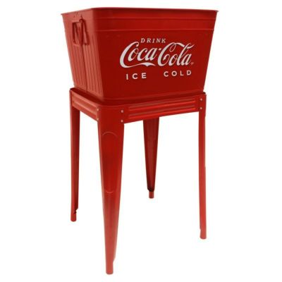 コカコーラドリンク用ボックス40Lスタンド付ビバレッジタブシルバーレトロLEIGHCOUNTRYCoca-ColaGalvanizedBeverageTubwithStandCP98090