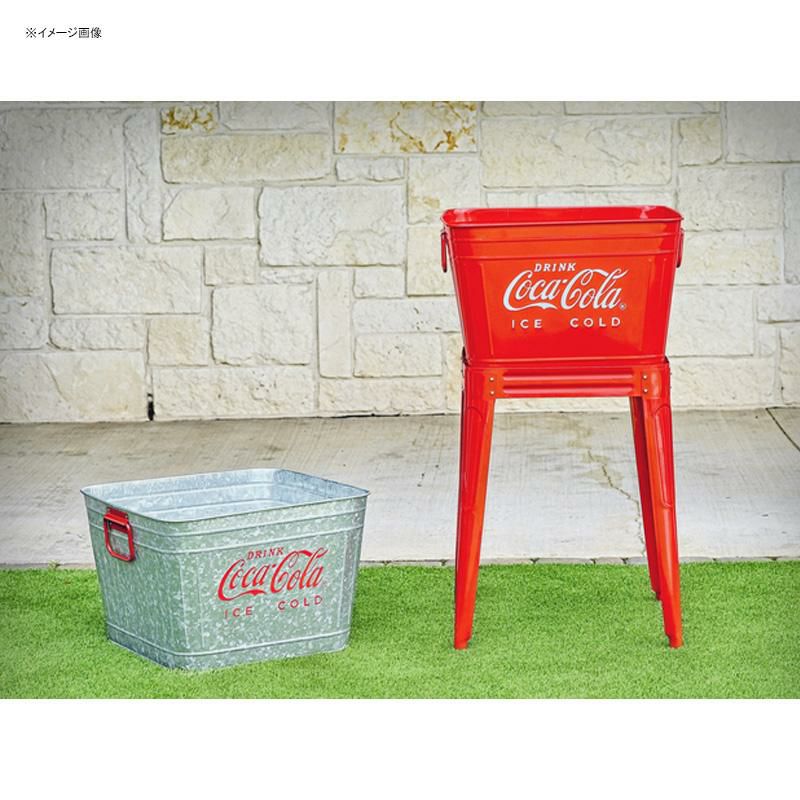 コカコーラドリンク用ボックス40Lスタンド付ビバレッジタブシルバーレトロLEIGHCOUNTRYCoca-ColaGalvanizedBeverageTubwithStandCP98090