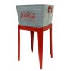 コカコーラドリンク用ボックス40Lスタンド付ビバレッジタブシルバーレトロLEIGHCOUNTRYCoca-ColaGalvanizedBeverageTubwithStandCP98090