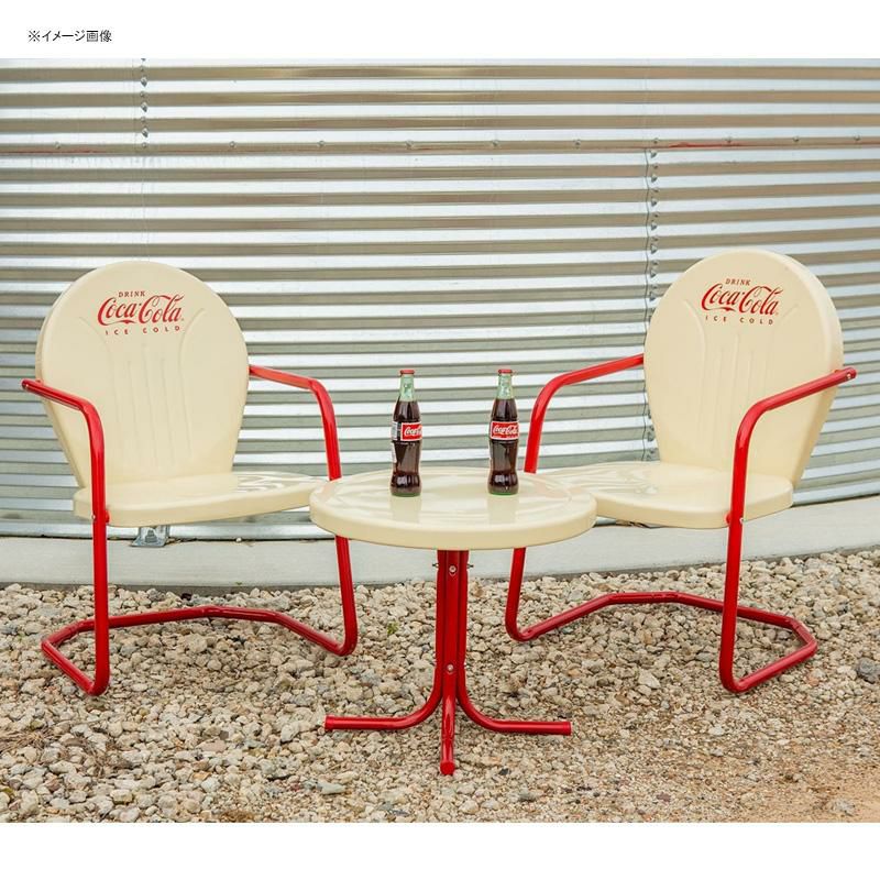 コカコーラ メタル テーブル チェア セット クリーム レトロ LEIGHCOUNTRY Coca-Cola Vanilla Retro Bistro  Set CP 98016 | アルファエスパス