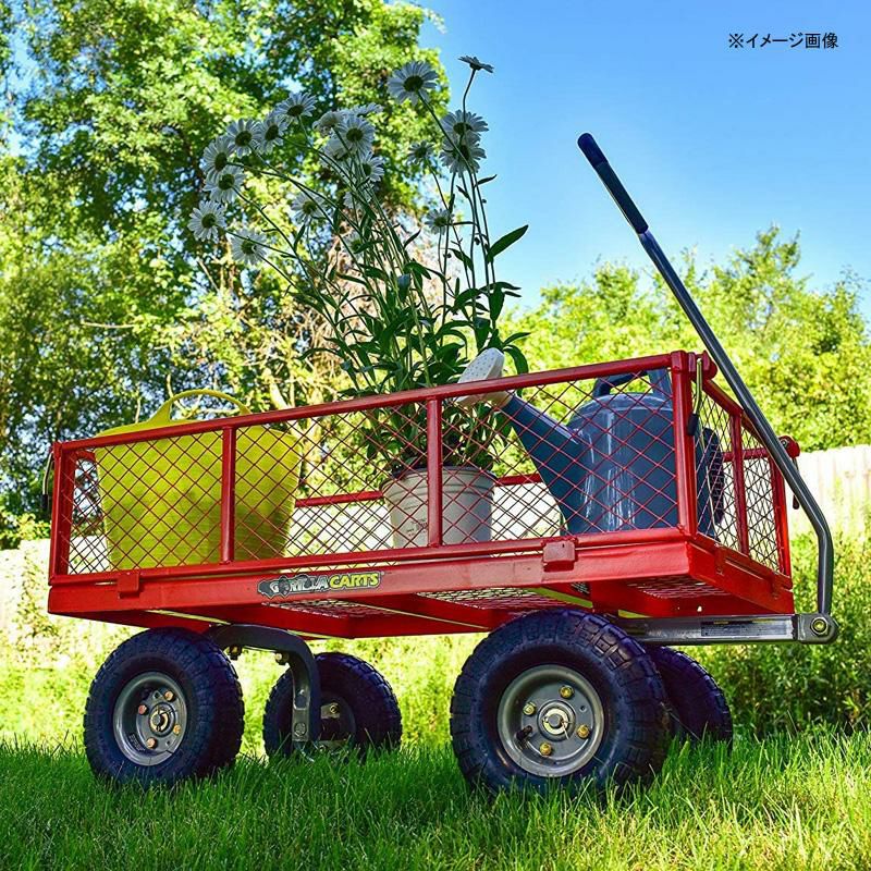 ガーデンワゴン 360kgまで スチール メッシュ サイド取り外し可 レッド 赤 ゴリラカート Gorilla Carts GOR800-COM  Steel Utility Cart with Removable Sides, 800-lbs. Capacity, Red アルファエスパス