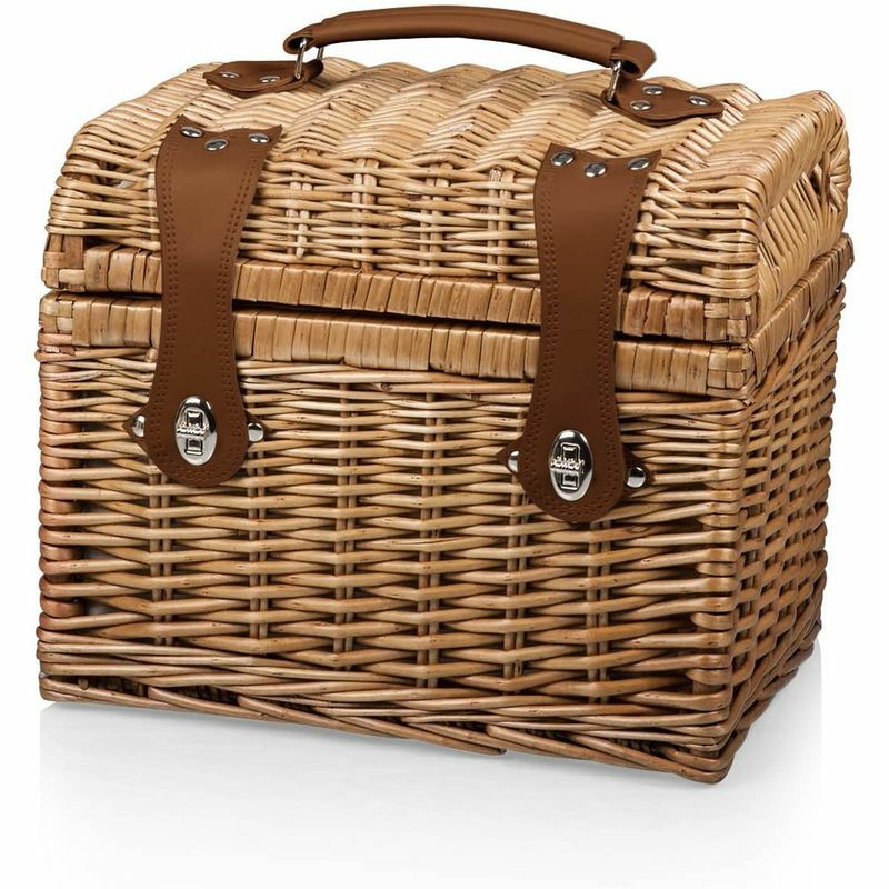 美品　Vintage picnic basket ピクニックバスケット ワイン チーズ サーブセット 2人用 Picnic Time