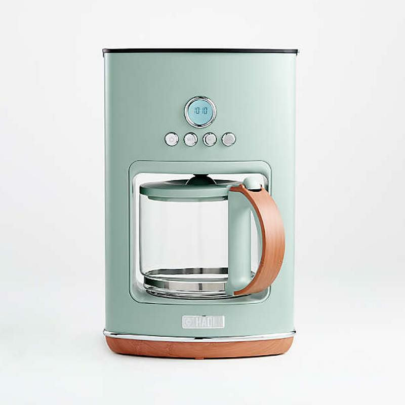 コーヒーメーカー 12カップ ガラスカラフェ 蒸らし 保温 BPAフリー 限定モデル ヘイデン イギリス CRATE AND BARREL Haden  Silt Green Drip Coffee Maker 家電 | アルファエスパス