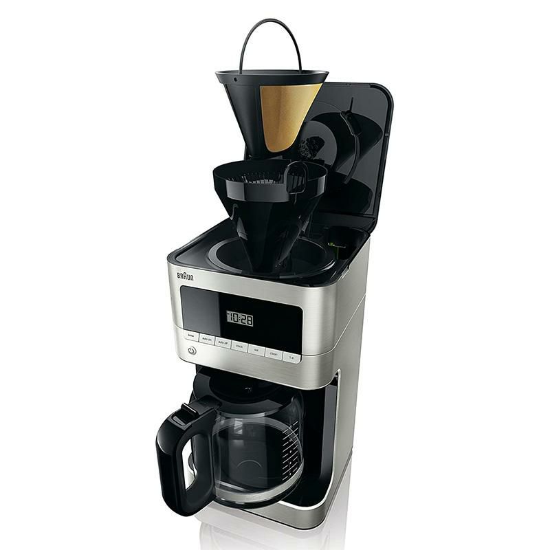 コーヒーメーカーガラスカラフェ12カップタイマー機能BPAフリーブラウンBraunKF7070BrewSenseDripGlassCoffeemaker,12Cup,StainlessSteel家電