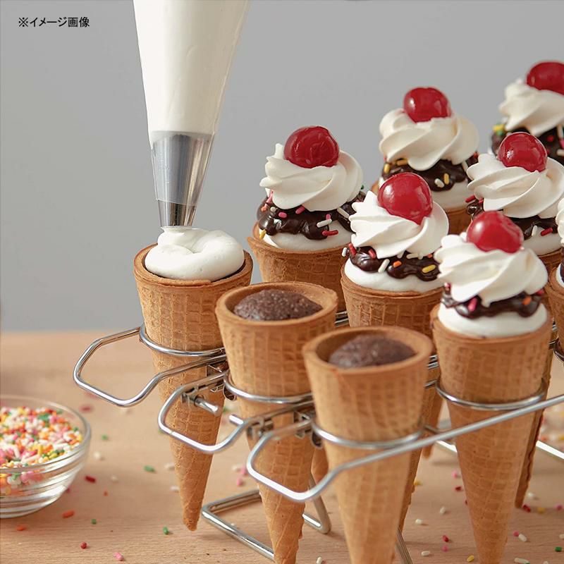 アイスクリームコーンホルダースタンドラック12本シルバーWiltonCupcakeConesBakingRack,12-CavityIceCreamConeCupcakesHolder