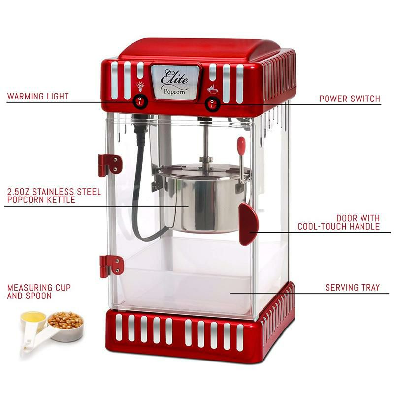 ポップコーンメーカーケトル型3.8L屋台レトロレッド赤Maxi-MaticEPM-250TabletopKettlePopcornPopperMachine家電