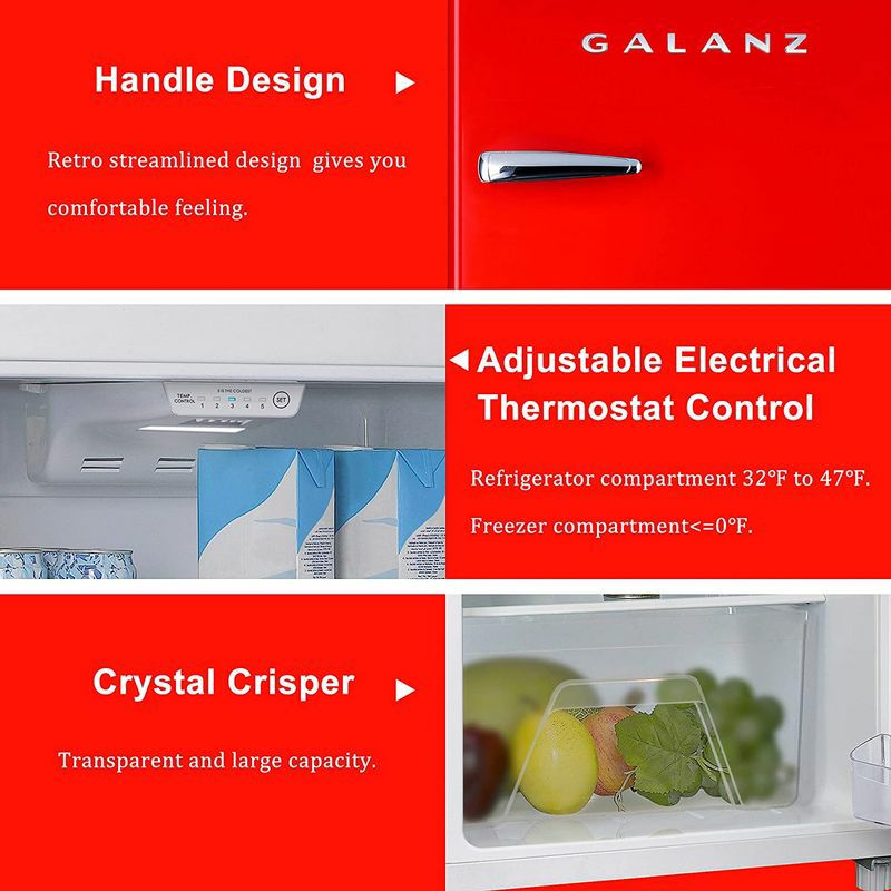 レトロ冷凍庫付冷蔵庫Galanz3.1cuftRetroMiniFridge