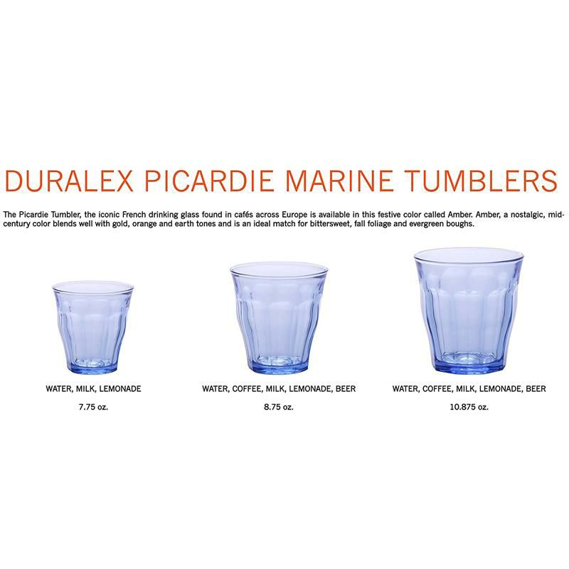 デュラレックスピカルディグラスマリンブルー6個セットフランス製Duralex1028BB06/6MadeinFrancePicardieMarineGlassTumblerDrinkingGlasses,10.88ounce-Setof6,MarineBlue