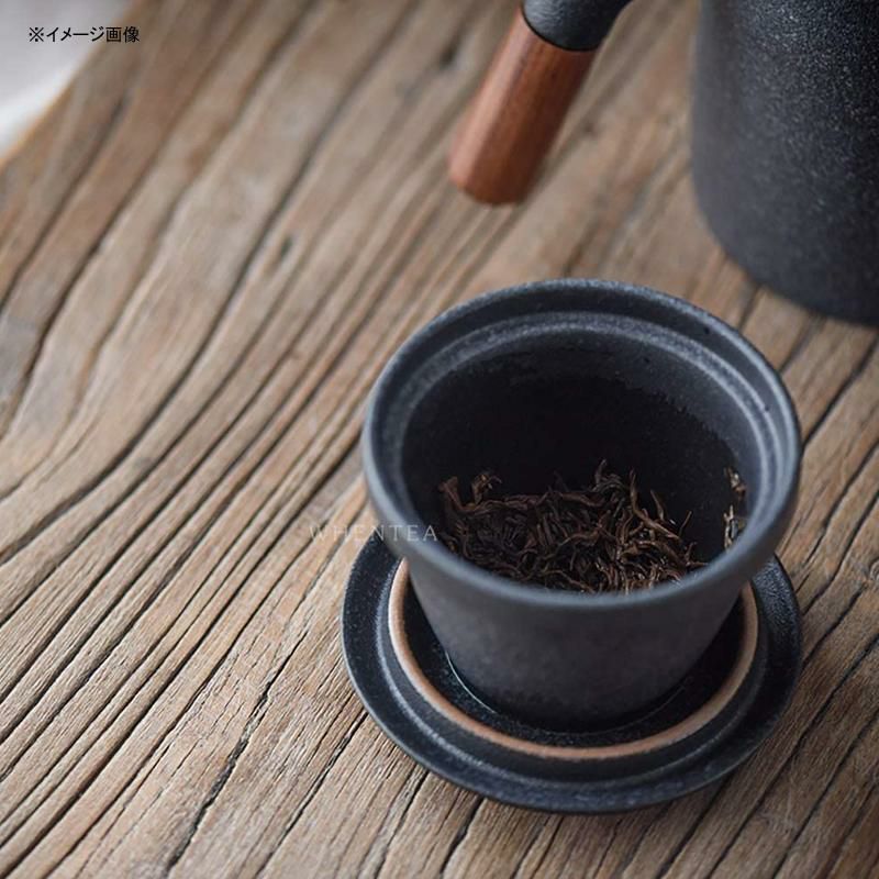 ティーマグ380mlステンレス茶こし付サンダルウッドハンドルセラミックSandalwoodhandleTeaMug,ChineseCeramicTeaCup,withInfuserandLid,13oz,MatteGrey