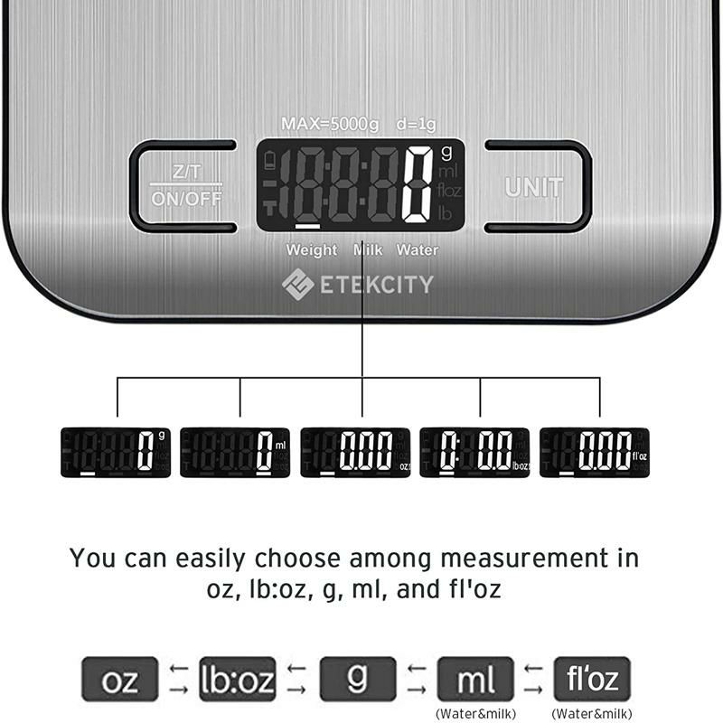 デジタルスケールキッチンはかりステンレスEtekcityFoodKitchenScale,304StainlessSteelwithBacklitDisplay,DigitalWeightGramsandOzforWeightLoss,Baking,CookingandMail,Silver,Small