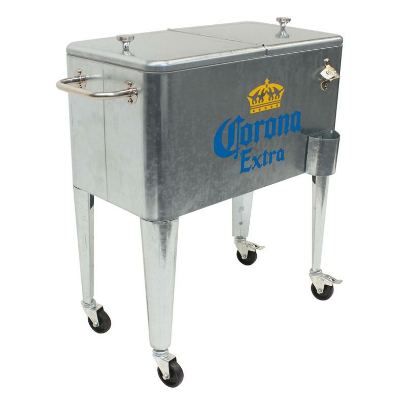 コロナビール カート型 クーラーボックス 57L キャスター 栓抜き付 シルバー Leigh Country Corona Extra  Galvanized Cooler MC 47900 | アルファエスパス