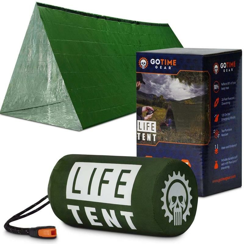 サバイバルシェルター2人用非常用テントGoTimeGearLifeTentEmergencySurvivalShelter?2PersonEmergencyTent?UseAsSurvivalTent,EmergencyShelter,TubeTent,SurvivalTarp-IncludesSurvivalWhistle&Paracord