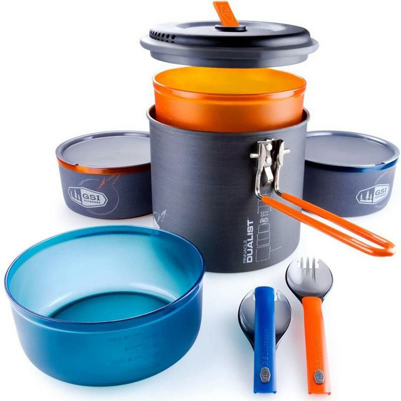 調理器具セット2人用超軽量BPAフリーテフロンアウトドアキャンプGSIOutdoors-PinnacleDualist,CampingCookSet