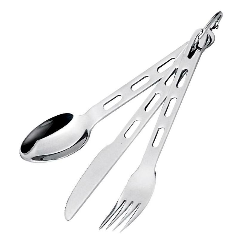 Outdoors　スプーン　Stainless　Backpacking　Glacier　アウトドア　GSI　for　and　Camping　フォーク　セット　Cutlery　Ring　ステンレス　Pieces　リング付　キャンプ　ナイフ　携帯用　アルファエスパス
