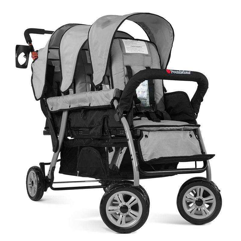 ベビーカー3人用三つ子最大18kg日よけ付FoundationsTripleSport3-SeatFoldingTandemStrollerwithCanopy