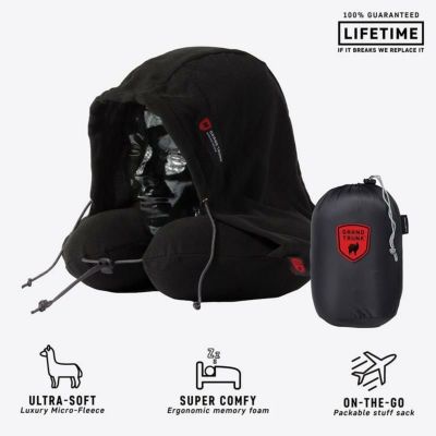 フード付 トラベルピロー 低反発 ネックピロー Hooded Travel Neck Pillow