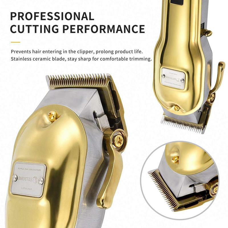 クリッパーバリカンコードレスディスプレイ付ゴールドBESTBOMGProfessionalCordlessHaircutKitHairClippersforMenRechargeableHairClippersSetLEDDisplaywithStainlessSteelMetalHousingHeavyDutyMotor家電