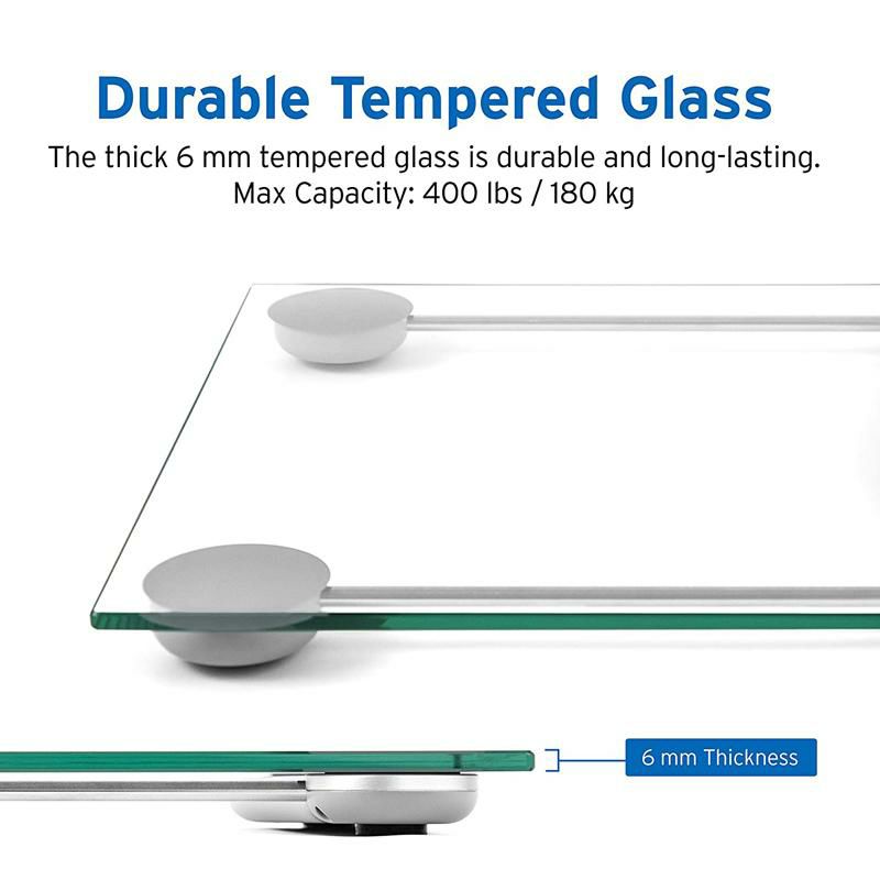 体重計最大180kg強化ガラスデジタルバススケールEtekcityDigitalBodyWeightBathroomScalewithBodyTapeMeasure,6mmTemperedGlass,400PoundsScales,Silver