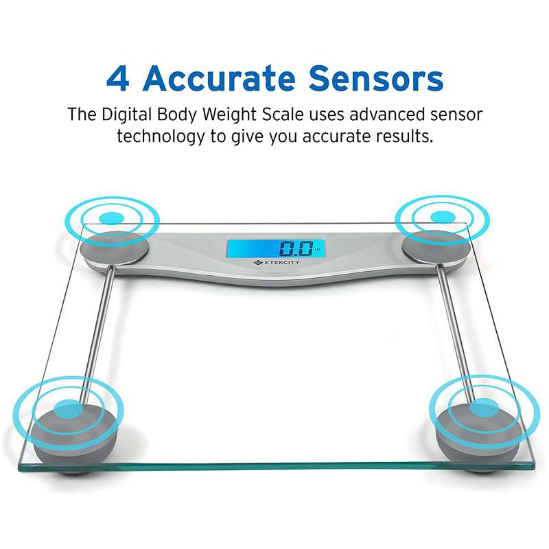 体重計最大180kg強化ガラスデジタルバススケールEtekcityDigitalBodyWeightBathroomScalewithBodyTapeMeasure,6mmTemperedGlass,400PoundsScales,Silver