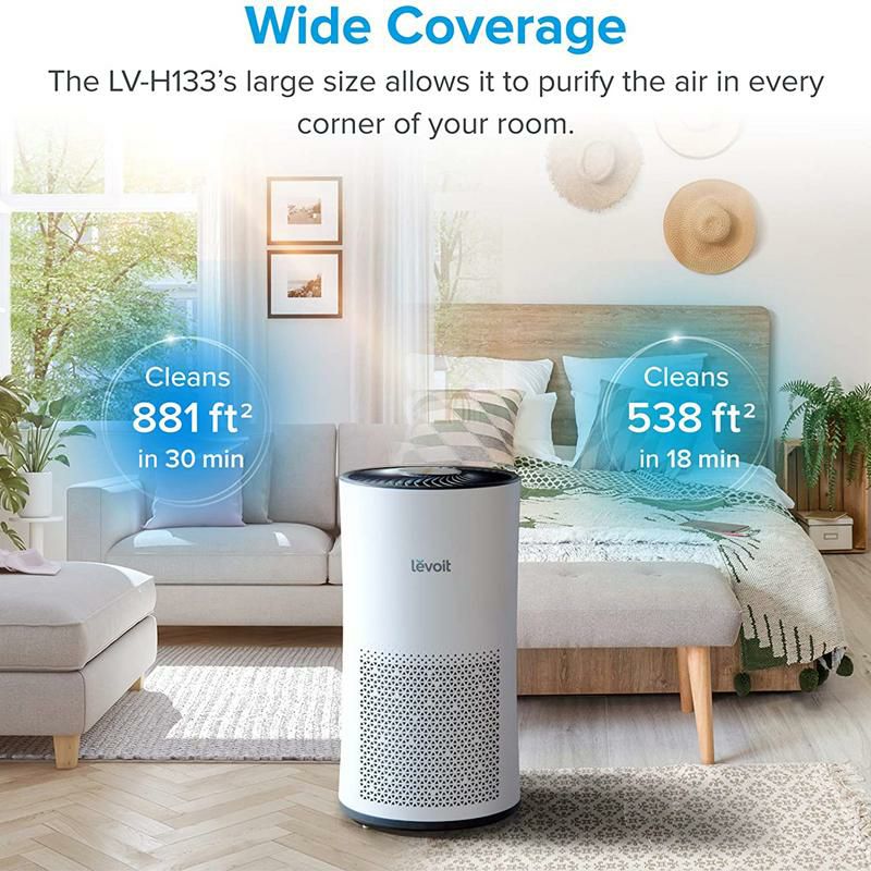 空気清浄機HEPAフィルター消臭静音52畳LEVOITAirPurifierforHomeLargeRoomwithH13TrueHEPAFilter,AirCleanerforAllergiesandPets,Smokers,Mold,Pollen,Dust,Pollutants,QuietOdorEliminatorsforBedroom,SmartAutoMode,LV-H133