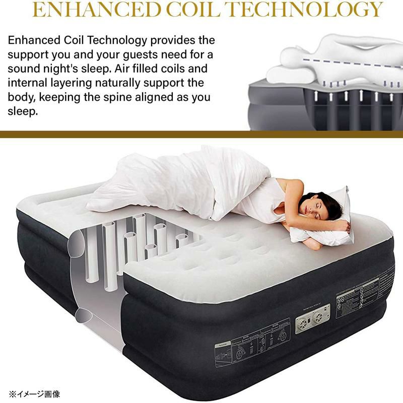 エアマットレス電動ポンプ内蔵ベッド防水キングコイルKingKoilQueenAirMattresswithBuilt-inPump-BestInflatableAirbedQueenSize-ElevatedRaisedAirMattressQuiltTop家電