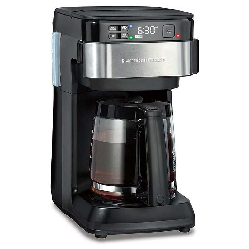 コーヒーメーカーアレクサ対応12カップガラスカラフェタイマー機能ハミルトンビーチHamiltonBeachWorkswithAlexaSmartCoffeeMaker,Programmable,12CupCapacity,BlackandStainlessSteel(49350)家電