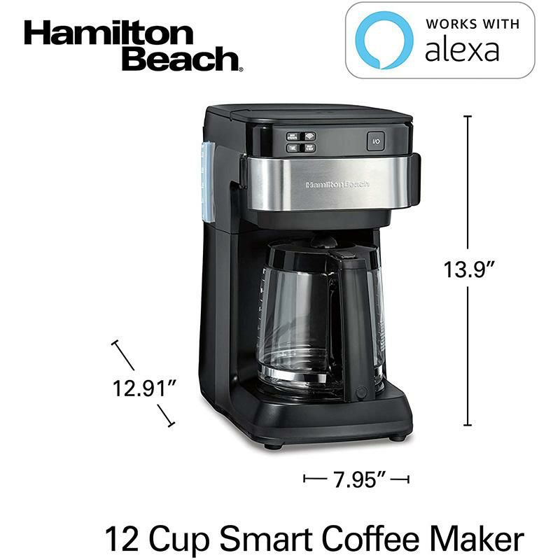 コーヒーメーカーアレクサ対応12カップガラスカラフェタイマー機能ハミルトンビーチHamiltonBeachWorkswithAlexaSmartCoffeeMaker,Programmable,12CupCapacity,BlackandStainlessSteel(49350)家電