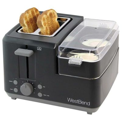 朝食ステーション トースター エッグクッカー サンドイッチ ウエストベンド West Bend 78500 2-Slice Breakfast Station Wide Slot Toaster with Removable Crumb Includes Meat and Vegetable Warming Tray with Eg