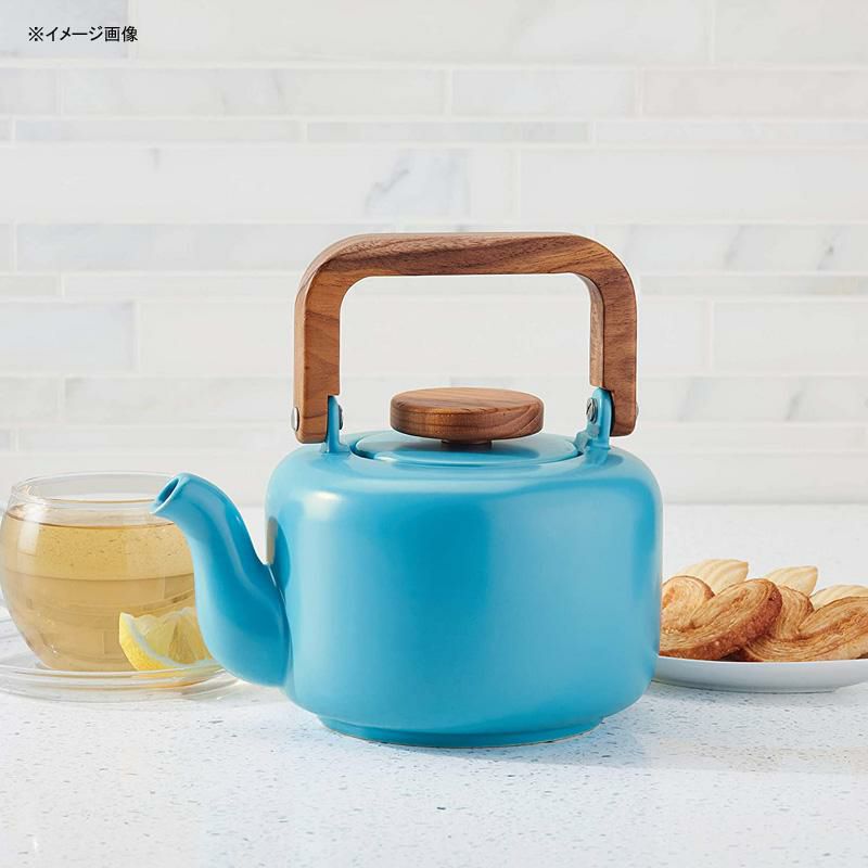 ティーポットセラミック950mlステンレス茶こし木製ハンドルBonJourCeramicCoffeeandTea4-CupCeramicTeapotwithInfuser