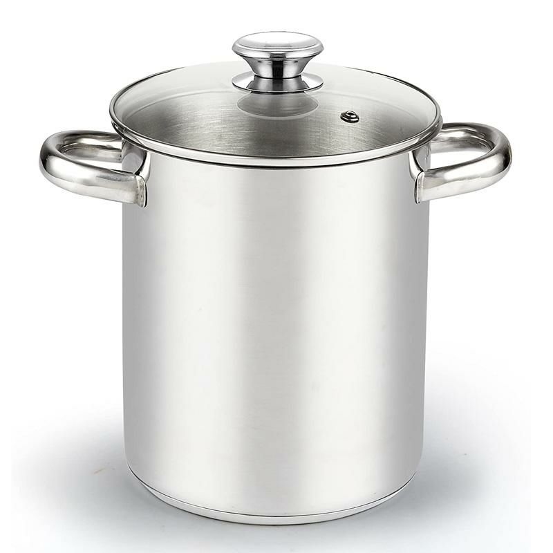 両手鍋蒸し器3.8Lフタ付アスパラガス野菜スチーマーメッシュバスケットステンレスCookNHome4Quart3-PieceVegetableAsparagusSteamerPot,StainlessSteel