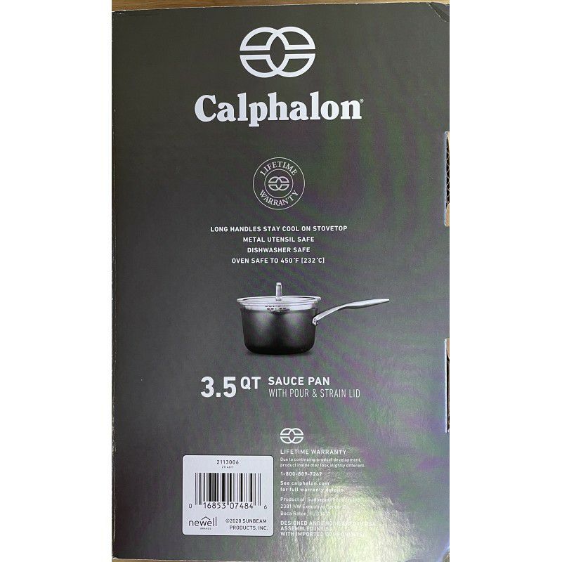 カルファロン片手鍋3.3Lソースパン湯切り穴フタ付プレミアCalphalonPremierHard-AnodizedNonstick3.5-QuartPourandStrainSaucepanwithCover