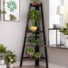 コーナーラック5段棚パーチクルボードアイアンフレームHomfaIndustrialCornerLadderShelf,5TierBookcaseA-ShapedUtilityDisplayOrganizerPlantFlowerStandStorageRack,WoodLookAccentMetalFrameFurnitureHomeOffice