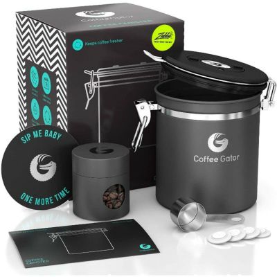 コーヒー用 キャニスター コーヒーゲーター 473ml 密閉 容器 CO2 鮮度バルブ ステンレスコンテナ BPAフリー Coffee Gator Stainless Steel Container - Fresher Beans and Grounds for Longer - Canister with co2 V
